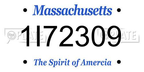 1I72309 Massachusetts License Plate