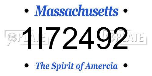 1I72492 Massachusetts License Plate