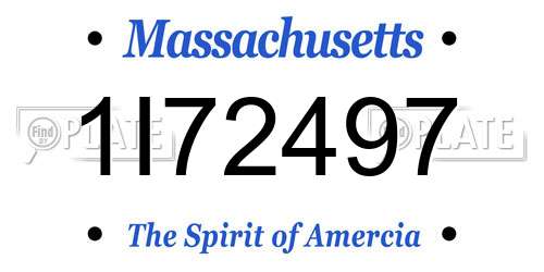 1I72497 Massachusetts License Plate