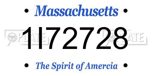 1I72728 Massachusetts License Plate