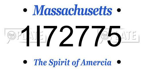 1I72775 Massachusetts License Plate