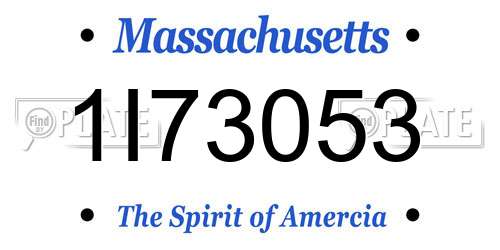 1I73053 Massachusetts License Plate