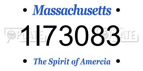 1I73083 Massachusetts License Plate
