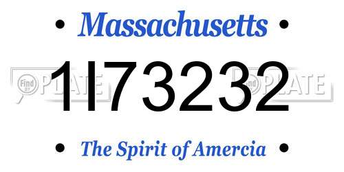 1I73232 Massachusetts License Plate