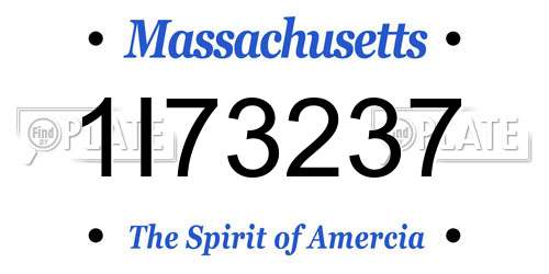 1I73237 Massachusetts License Plate