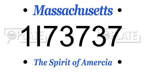 1I73737 Massachusetts License Plate