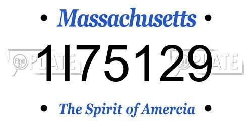 1I75129 Massachusetts License Plate