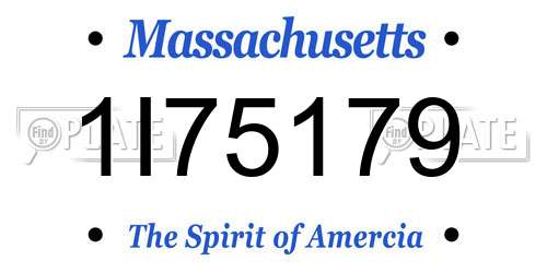 1I75179 Massachusetts License Plate