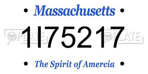 1I75217 Massachusetts License Plate