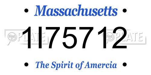 1I75712 Massachusetts License Plate