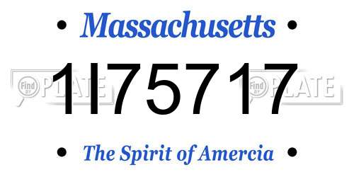 1I75717 Massachusetts License Plate