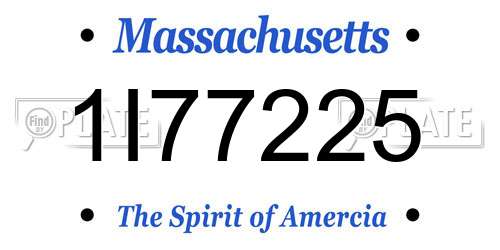 1I77225 Massachusetts License Plate