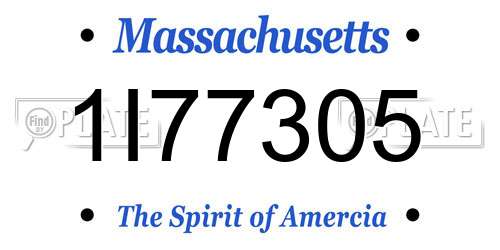 1I77305 Massachusetts License Plate