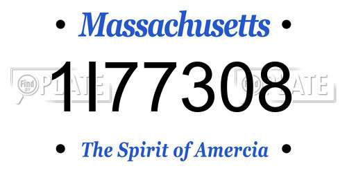 1I77308 Massachusetts License Plate
