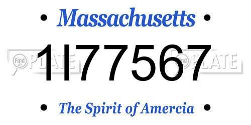 1I77567 Massachusetts License Plate