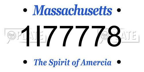 1I77778 Massachusetts License Plate