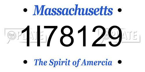 1I78129 Massachusetts License Plate
