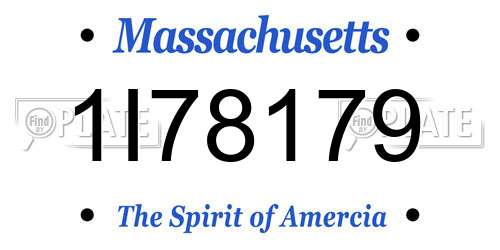 1I78179 Massachusetts License Plate
