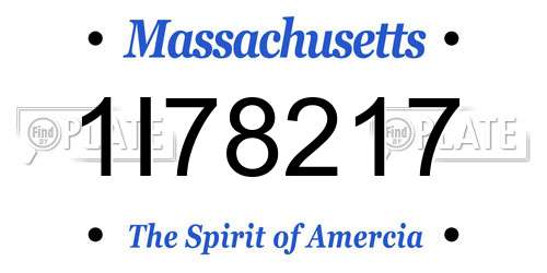 1I78217 Massachusetts License Plate