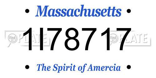 1I78717 Massachusetts License Plate