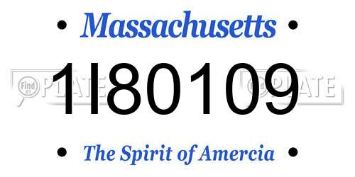 1I80109 Massachusetts License Plate