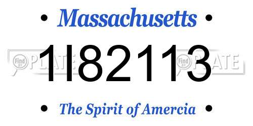 1I82113 Massachusetts License Plate