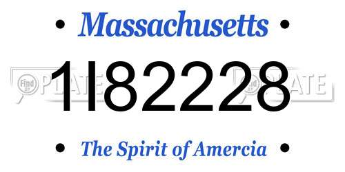 1I82228 Massachusetts License Plate
