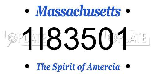 1I83501 Massachusetts License Plate