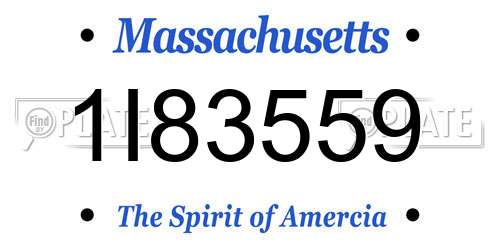 1I83559 Massachusetts License Plate