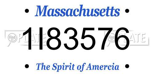 1I83576 Massachusetts License Plate