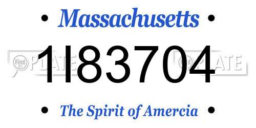 1I83704 Massachusetts License Plate