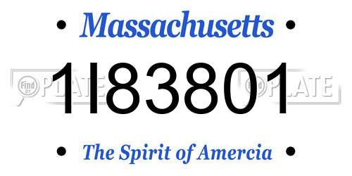 1I83801 Massachusetts License Plate