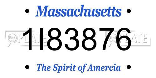 1I83876 Massachusetts License Plate