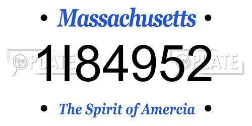 1I84952 Massachusetts License Plate