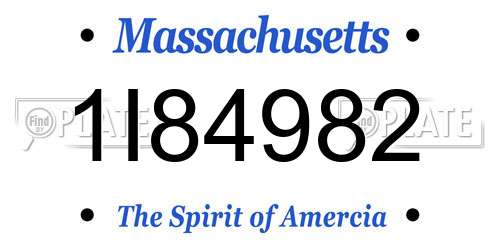 1I84982 Massachusetts License Plate