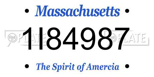 1I84987 Massachusetts License Plate