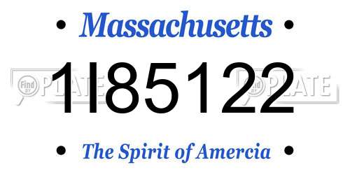 1I85122 Massachusetts License Plate