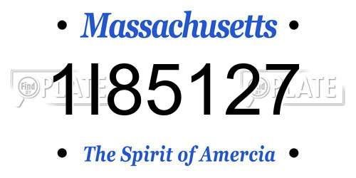 1I85127 Massachusetts License Plate