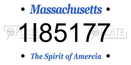 1I85177 Massachusetts License Plate
