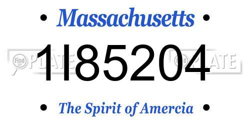1I85204 Massachusetts License Plate
