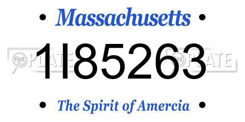 1I85263 Massachusetts License Plate