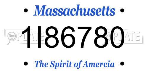 1I86780 Massachusetts License Plate