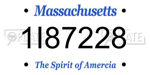 1I87228 Massachusetts License Plate