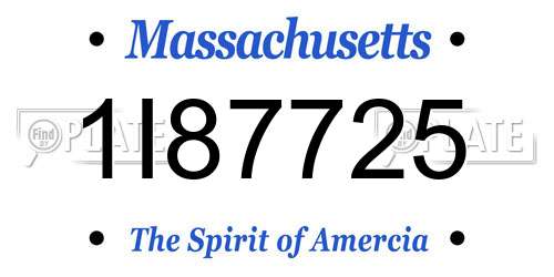 1I87725 Massachusetts License Plate