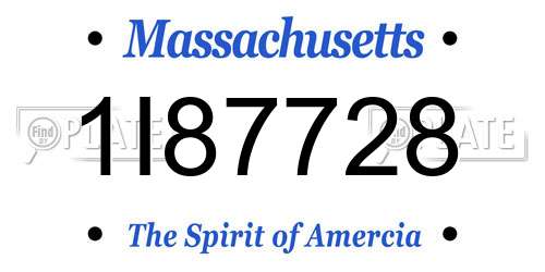1I87728 Massachusetts License Plate