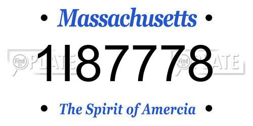 1I87778 Massachusetts License Plate
