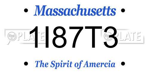 1I87T3 Massachusetts License Plate