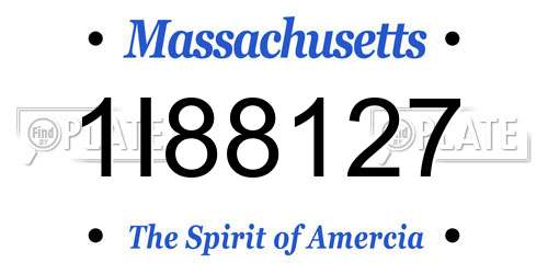 1I88127 Massachusetts License Plate