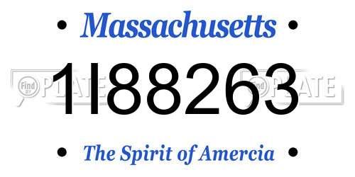 1I88263 Massachusetts License Plate