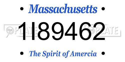 1I89462 Massachusetts License Plate